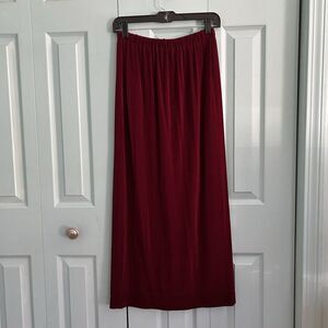 Vtg FLAX by Jeanne Engelhart Women Burgundy Maxi‎ Skirt Small Elastic Waist